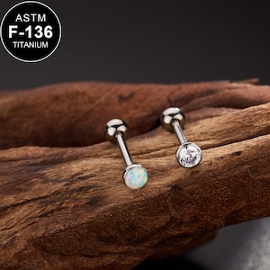 1PCS 14G Titanium Threadless CZ/Opal Tongue Barbell/Tongue Piercing/Tongue Jewelry/Tongue Barbell Piercing/Straight Barbell/Gift For Her