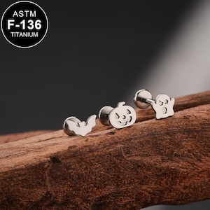 16G Titanium Halloween Labret Stud Set/Cartilage Stud/1PCS/Tragus Stud/Flat Back Earring/Helix Stud/Cartilage Piercing/Internally Threaded