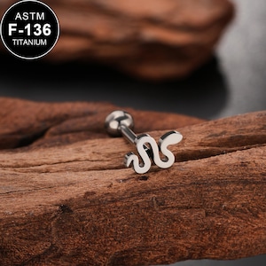 14G Titanium Snake Tongue Barbell/Tongue Piercing/Halloween Jewelry/1PCS/Tongue Ring/Barbell Piercing/Straight Barbell/Internally Threaded
