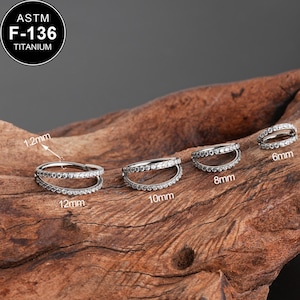 16G F136 Titanium Double Hoop CZ Ring/Helix Hoop/Tragus Hoop/Conch Hoop/1PCS/Conch Earring/Minimalist Earring/Tragus Jewelry/Gift For Her