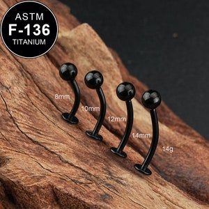 14G Tytanowe Czarne Bezgwintowe Pierścienie Do Brzucha/Zakrzywiony Sztanga/Bezgwintowy Sztanga/Piercing Do Brzucha/Biżuteria Do Brzucha/Kolczyk Do Pępka/1 SZT/Pierścień Do Pępka