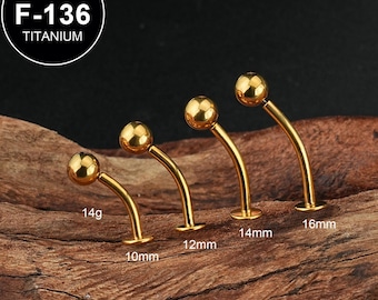 Piercing de umbigo em formato de bola de ouro e titânio 14G/Barra curva/Rosca interna/Piercing de umbigo/Joia de umbigo/Anel de umbigo/1 peça/Presente para ela