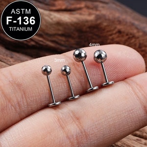 16/18/20G Titanium Threadless Ball Cartilage Stud/Cartilage Stud/Helix/Tragus Stud/Flat Back Earring/Helix Stud/Cartilage Piercing/3/4mm