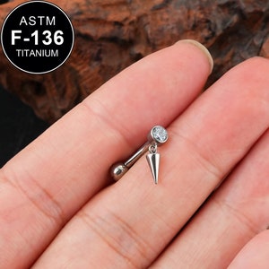 14G TITANIUM Dangle Spike Belly Rings/Curved Barbell/Internally Threaded/Belly Piercing/Belly Jewelry/Belly Button Ring/1 PCS/Navel Bar/Gift