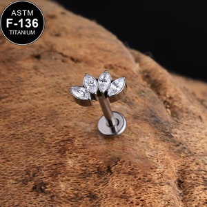 16G Titanium Threadless CZ Cartilage Stud/Cartilage Stud/Helix/Tragus Stud/Flat Back Earring/Helix Stud/Cartilage Piercing/Threadless/Gift
