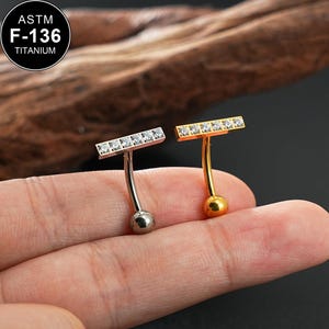 14G Titanium Tiny Bar CZ Internally Threaded Navel Ring/Curved Barbell/Belly Piercing/Belly Jewelry/1 PCS/Belly Button Ring/Navel Piercing