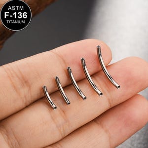 2PCS 14G/16G Titanium INTERNALLY THREADED Curved Barbell Replacement Barbells/Silver Threaded Posts/Curved Bars/Rook/Eyebrow/Belly Barbell