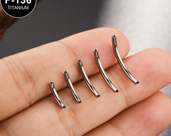 2PCS 14G/16G Titanium INTERNALLY THREADED Curved Barbell Replacement Barbells/Silver Threaded Posts/Curved Bars/Rook/Eyebrow/Belly Barbell
