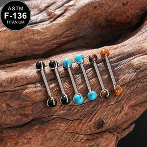 1Pair 14G Titanium Natural Stone Nipple Rings/Nipple Barbells/Nipple Jewelry/Barbell Jewelry/Nipple Piercing/Sexy Body Jewelry/Gift For Her