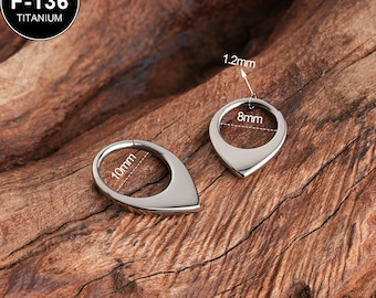 Anel de septo em forma de lágrima de titânio 16G em formato de V/anel de septo articulado/joia para septo grosso/piercing de septo/aro Daith/joia minimalista/presentes