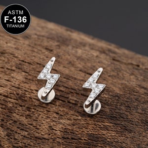 16G Titan Blitz Bolzen/Tragus Ohrstecker/Knorpel Ohrstecker/Labret Ohrstecker/Forward Helix Ohrstecker/1 stück/Innengewinde Ohrstecker/Knorpel