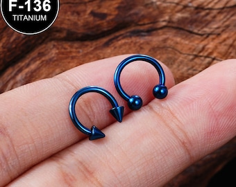 Piercing de ferradura azul com bola/ponta em titânio 16G / Piercing de septo / Piercing de daith / Piercing de nariz / 1 peça / Brinco minimalista / Presente para ela