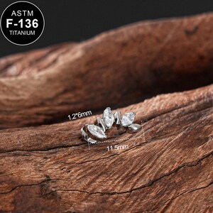1 peça 16g titânio rosca interna zircônia cúbica parafuso prisioneiro/cartilagem/hélice/tragus parafuso prisioneiro/brinco de parte traseira plana/pino de hélice/piercing de cartilagem/presente para ela