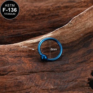 16G F136 Titanium Blue Captive Bead Ring/Septum Piercing/Septum Ring/1PCS/Thick Septum Jewelry/Daith Hoop/Minimalist Jewelry/Gift For Her