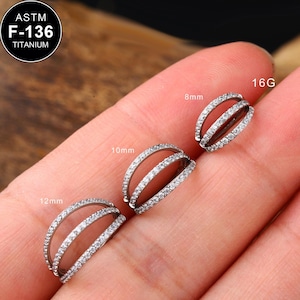 16G Titanium Triple Hoop Clicker Ring/Helix Hoop/Tragus Hoop/Rook Hoop/1PCS/Conch Earring/Minimalist Earring/Tragus Jewelry/Gift For Her