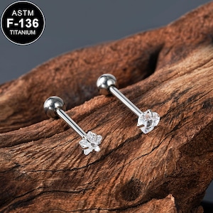 14G Titanium Clear CZ Tongue Barbell/Tongue Piercing/Tongue Jewelry/1PCS/Tongue Ring/Barbell Piercing/Straight Barbell/Gift For Her/Gift