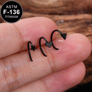 20G Titanium Black Nose Hoop/Nose Ring Hoop/Nostril Hoops/Nose Piercing Rings/Tiny Nose Hoop/Seamless Cartilage Hoops/Gift For Her/1PCS