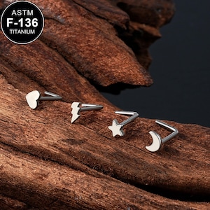 20G Titanium L Shape Nose Ring/Nose Stud/Tiny Nose Stud/Nose Ring/Nose Piercing/1Pcs/Nose Bone/Nostril Jewelry/Nostril piercing/Gift For Her