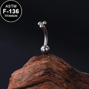 14G Titanium 3 Beads Belly Barbell/Curved Barbell/Internally Threaded/Belly Piercing/Belly Jewelry/Belly Button Ring/1 PCS/Gift For Her