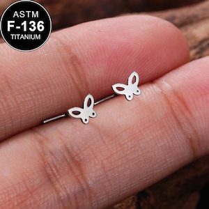 20G Titanium Butterfly L Shape Nose Ring/Nose Stud/Tiny Nose Stud/Nose Ring/Nose Piercing/1Pcs/Nose Bone/Nostril Jewelry/Nostril piercing