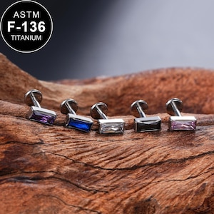 16G Titânio CZ Rosca Interna Cartilagem Stud/Labret Stud/Tragus Stud/Flat Back Brinco/Hélice Stud/Cartilagem Piercing/Presente Para Ela