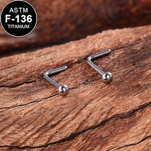 20G Titanium L Shape Nose Ring/Nose Stud/Tiny Nose Stud/Nose Ring/Nose Piercing/1Pcs/Nose Bone/Nostril Jewelry/Nostril piercing/Gift For Her