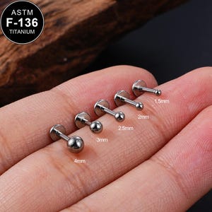 20/18/16G Titanium Tiny Ball Top Threadless Push Pin Labret Stud/1.5/2/2.5/3/4mm Tiny Ball Cartilage Stud/Tragus/Helix/Conch/Lobe Stud/Gifts