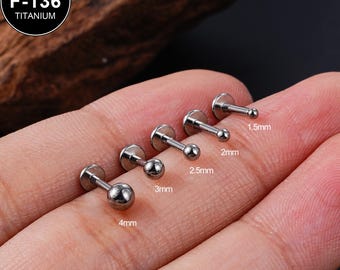 20/18/16G Titanium Tiny Ball Top Threadless Push Pin Labret Stud/1.5/2/2.5/3/4mm Tiny Ball Cartilage Stud/Tragus/Helix/Conch/Lobe Stud/Gifts