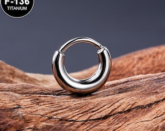 Anillo de tabique grueso de titanio de 16 g/Aro con bisagra/Joyería para tabique grueso/Piercing de tabique lunar/Aro Daith/Joyería minimalista/Regalo para ella