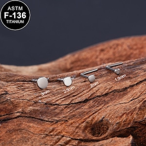 22G L Shape Tiny Flat Disc Titanium Nose Stud/Nose Ring/Nose Piercing/Nostril Jewelry/Nostril piercing/1Pcs/Minimalist Jewelry/1.5/2/2.5/3mm