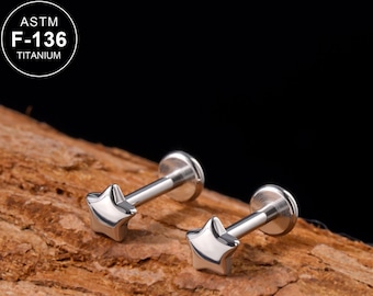 16G Titanium Star Labret Cartilage Stud/Cartilage Stud/1PCS/Tragus Stud/Flat Back Earring/Helix Stud/Cartilage Piercing/Internally Threaded
