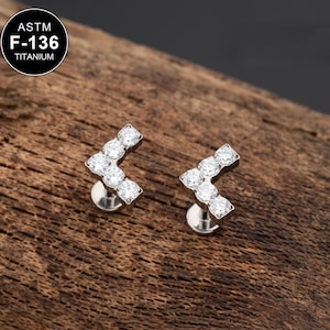 16G Titanium Threadless CZ Helix Stud/Cartilage Stud/Inner Conch Stud/Tragus Stud/Stacking Earring/1PCS/Stud Earring/Gift For Her/Push in