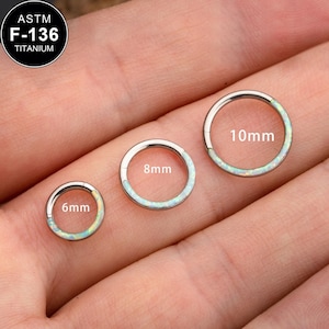 16G Titan Weiß Opal Septum Ring/Helix Hoop/Tragus Hoop/Turm Hoop/1 STÜCK/Conch Ohrring/Minimalistischen Ohrring/Tragus Schmuck/Geschenk für Sie/Hoop