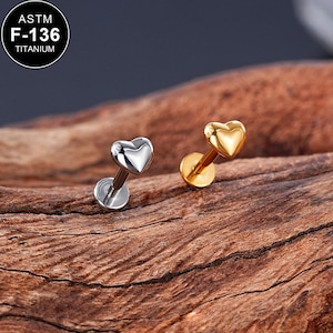 Piercing para labio, trago, hélice, cartílago, titanio 16G, rosca interna, para cartílago, regalo