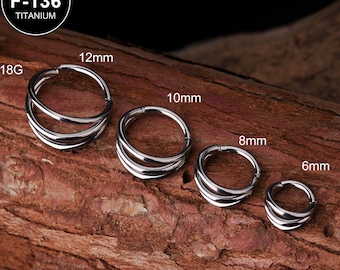 Argola tripla de titânio 16G para cartilagem/argola de nariz/argola de tragus/anel Daith/argola de hélice/argola de concha/brinco de lóbulo/brinco minimalista/presente para ela