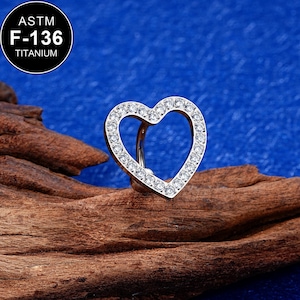 14G Titanium Heart CZ Belly Ring/Curved Barbell/Belly Ring/Belly Piercing/1PCS/Belly Jewelry/Belly Button Ring/Navel Ring/Gift For Her/Navel