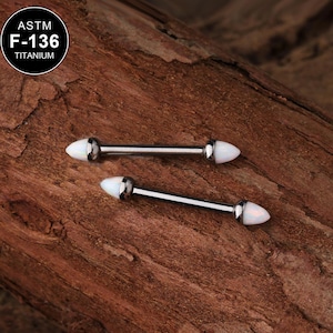 14G TITANIUM Opal Nipple Barbells/Nipple Rings/Nipple Jewelry/Barbell Jewelry/Nipple Piercing/1 Pair/Sexy Body Jewelry/14 Gauge Barbell/Gift