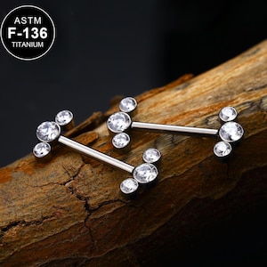 14G Titanium CZ Nipple Barbells/Nipple rings/Nipple Jewelry/Barbell Jewelry/Nipple Piercing/Sexy Body Jewelry/1 Pair/Barbell Piercing/Gift