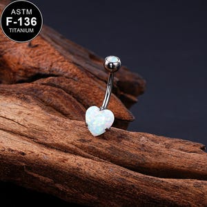 14G Titanium White Opal Belly Button Ring/Curved Barbell/Internally Threaded/Belly Piercing/Belly Barbell/1PCS/Gift For Her/Banana Barbell