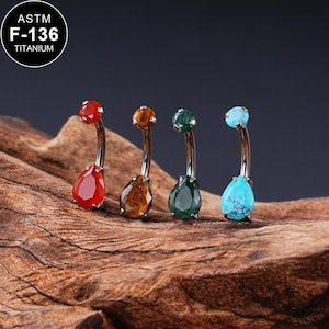 14G Titanium Natural Stone Belly Button Ring/Curved Barbell/Internally Threaded/Belly Piercing/Belly Barbell/1PCS/Gift For Her/BananaBarbell