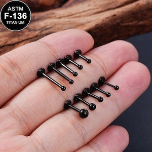 20G/18G/16G Titanium Tiny Black Ball Top Threadless Push Pin Labret Stud/2/2.5/3/4mm Tiny Dot Cartilage earring/Tragus/Helix/Conch/Gift