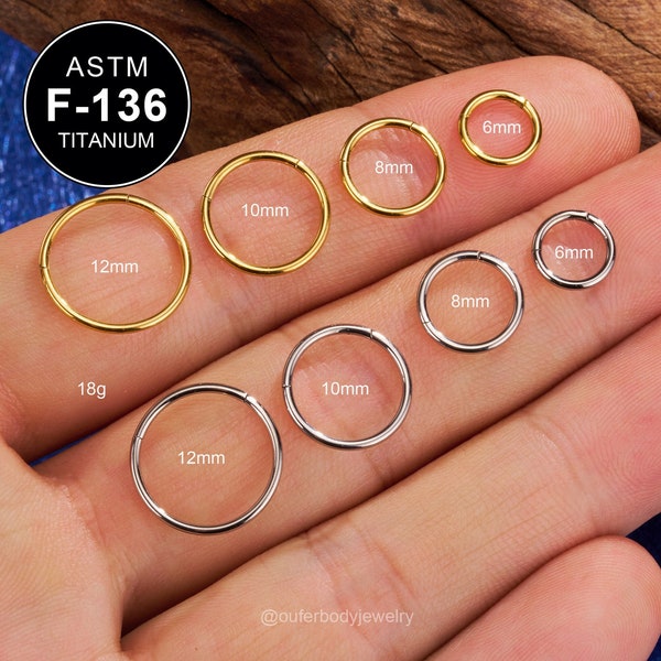 F136 TITANIUM 18G Hinged Segment Ring/Gold Silver Huggie Hoop Earring/Cartilage Hoop/Nose Piercing/Nostril Hoop/Cartilage/Helix/Conch Hoop