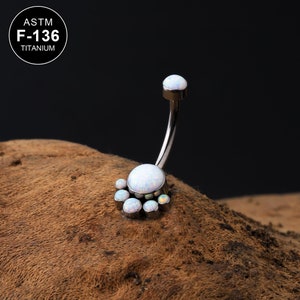 14G TITANIUM Opal Belly Ring/Belly Ring/Belly Piercing/Belly Jewelry/Belly Button Ring/Navel Piercing/1PCS/Belly Bar/Belly Jewelry/Gift