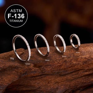 F136 TITANIUM Paved CZ Hinged Segment Ring 16G/Cartilage Hoop Clicker/Helix/Conch/Tragus Earring/Septum Jewelry/Nose Piercing/Gift for Mom