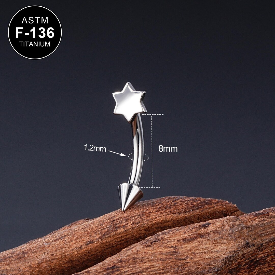 Star Rook Piercing 16G Titanium Six Pointed Star Rook Curved Barbell/rook Piercing/1pcs ...