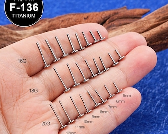 16/18/20G Titanium THREADLESS Replacement Post/Threadless Post/Push Pin Back/FlatBack/helix/conch/tragus/nose stud/5,6,7,8,9,10,11,12mm