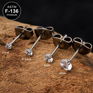 22G Titanium Butterfly Back CZ Stud/Cartilage Stud/Inner Conch Stud/Tragus Stud/1PCS/Labret Stud/Butterfly Back Earring/2,2.5,3,4mm/Gift