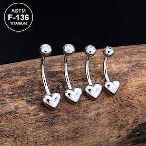 14G Titanium Heart Belly Barbell/Curved Barbell/Belly Ring/Belly Piercing/Belly Jewelry/Belly Button Ring/1PCS/Internally Threaded/Gift