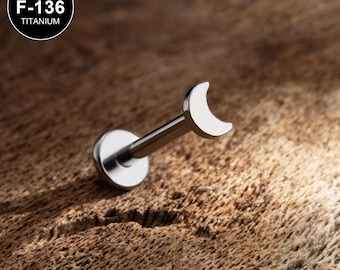 16G Titânio Sem Rosca Lua Cartilagem Stud/Cartilagem Stud/Hélice/Tragus Stud/Flat Back Brinco/Hélice Stud/Cartilagem Piercing/Sem Rosca