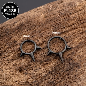 16G Titanium Black Spike Septum Clicker/Hinged Daith Hoop/Cartilage Hoop/Helix Hoop/Tragus Hoop/Conch Piercing/Septum Jewelry/Gift For Her